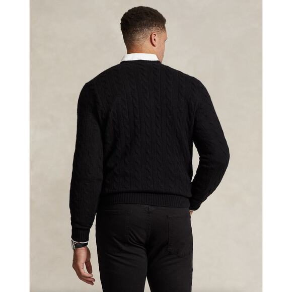 POLO RALPH LAUREN Cable-Knit Wool-Cashmere Sweater Black Sz 1X Big {XX6} - Picture 3 of 8